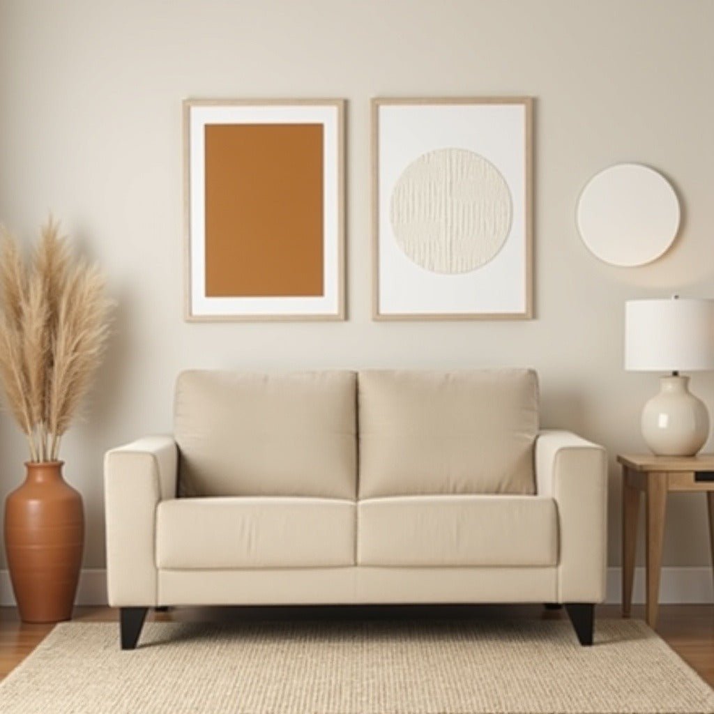 Pelican 2 Seater Fabric Sofa For Living Room - Beige - TORQUE INNOVATIONS PRIVATE LIMITED